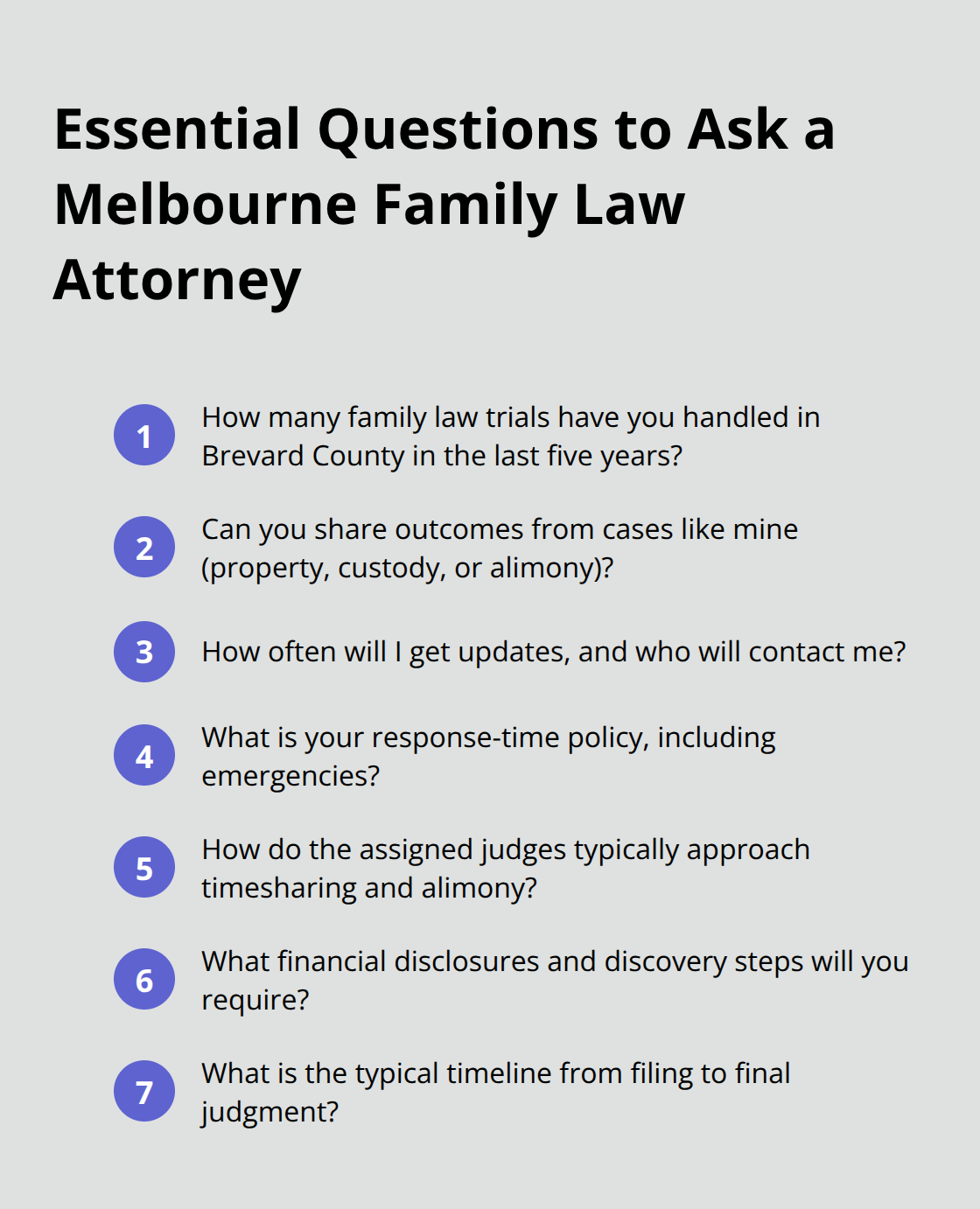 Compact checklist of key interview questions for a Melbourne family law attorney - Local family law Melbourne