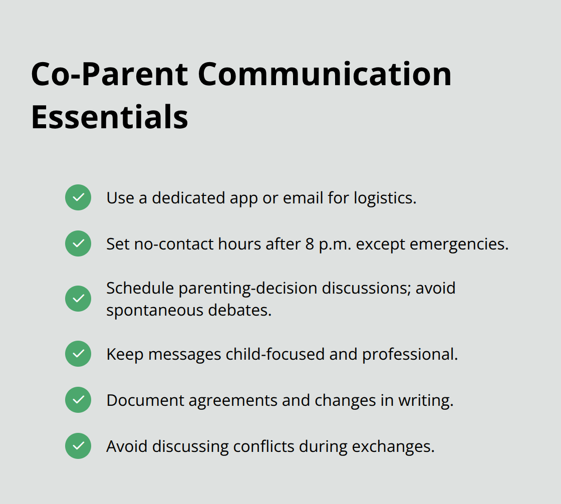 Checklist of essential co-parent communication boundaries and tools to reduce conflict - Shared custody Melbourne FL