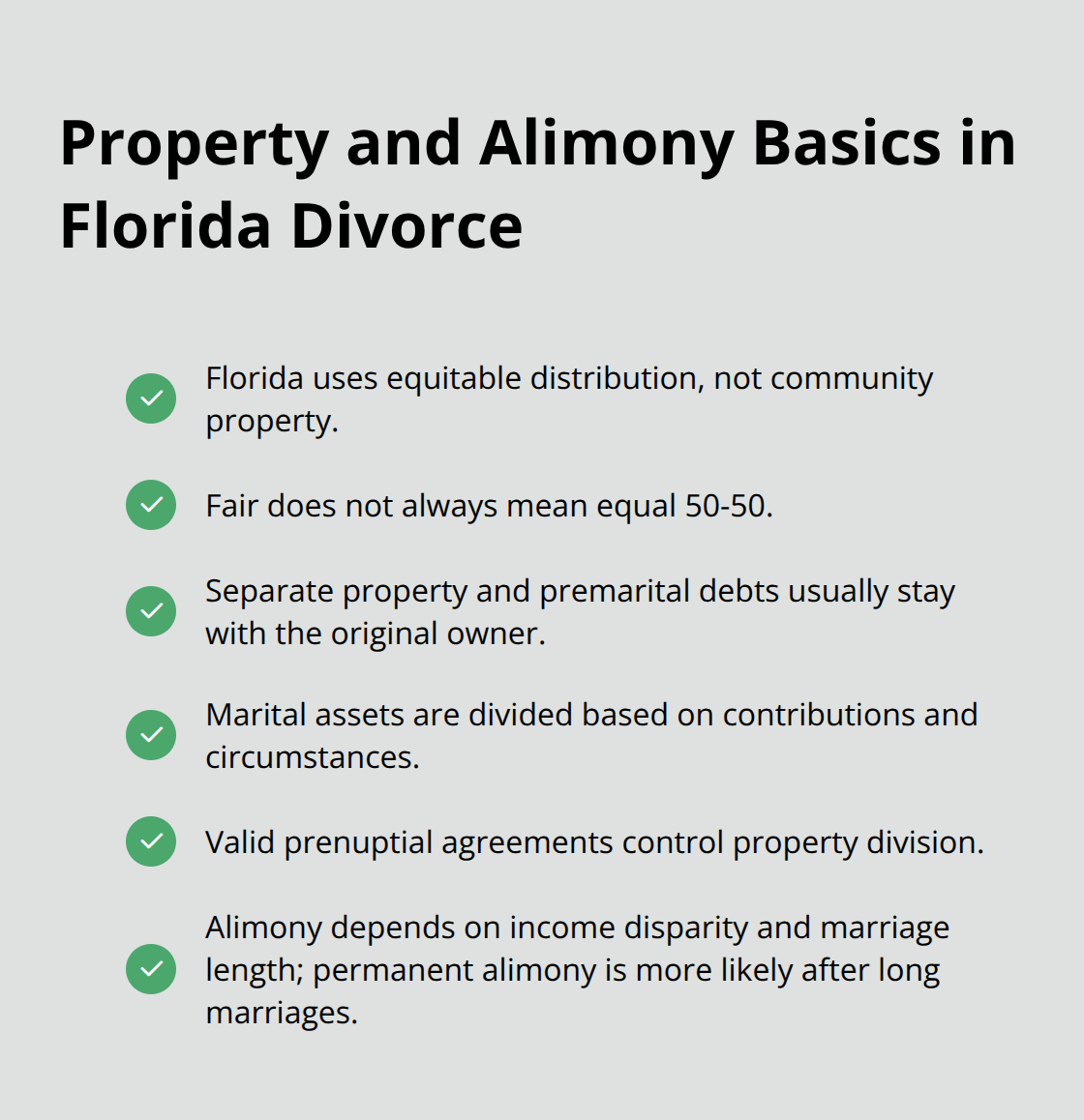 Key points on equitable distribution and alimony in Florida - divorce annulment difference