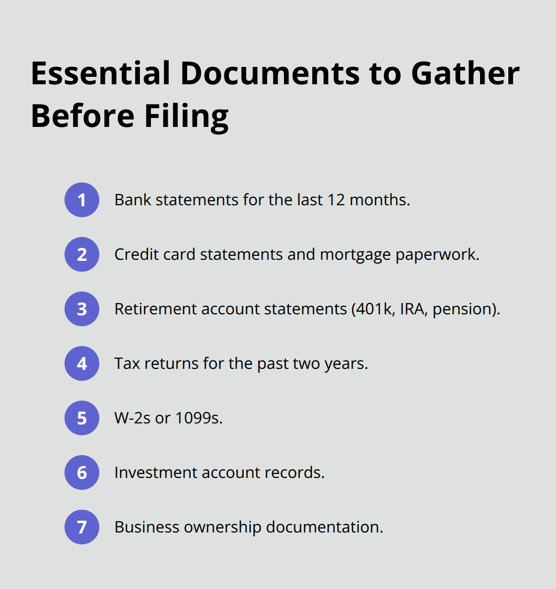 Compact checklist of financial documents that speed up a Florida divorce. - divorce cheap and fast