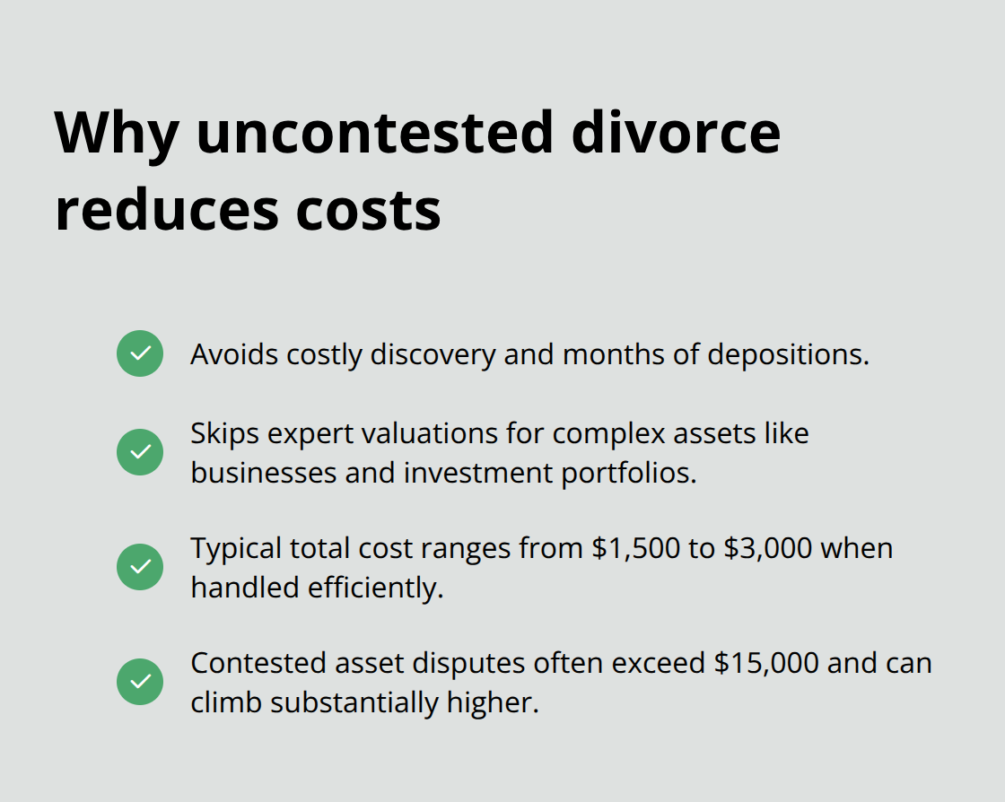 Checklist of ways uncontested divorces keep expenses lower