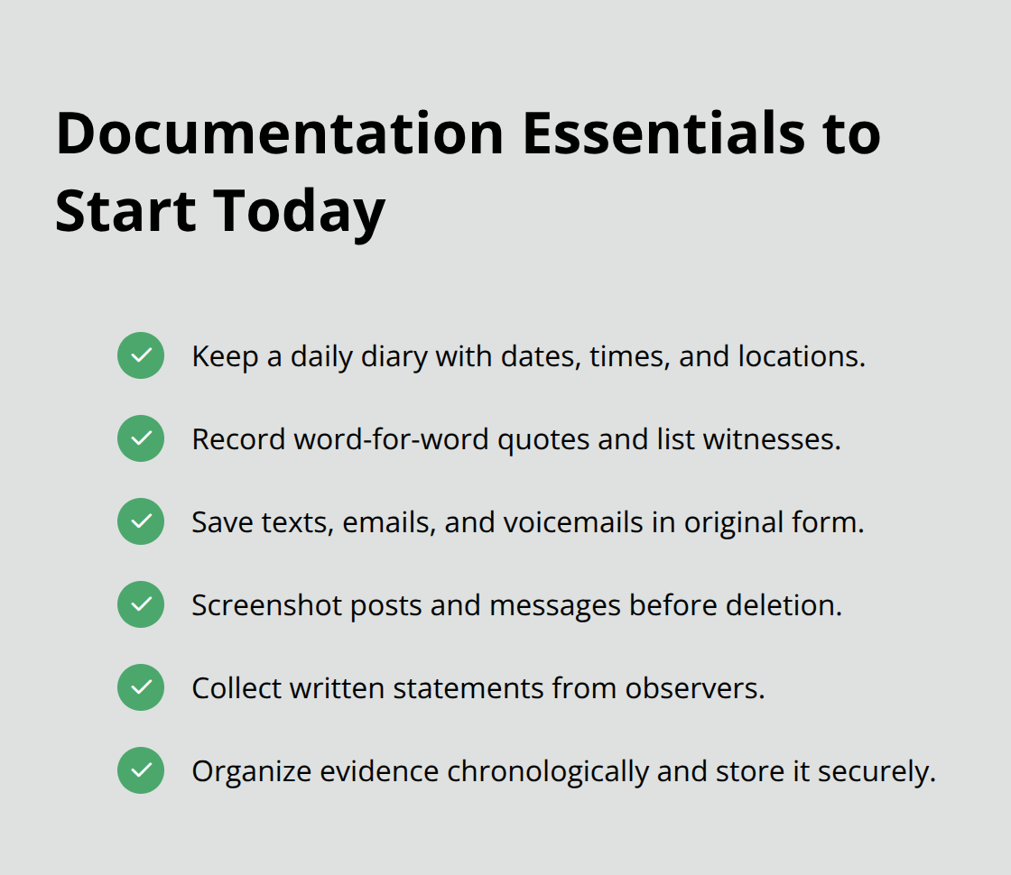 Checklist of immediate documentation steps during a narcissistic divorce - narcissists and divorce